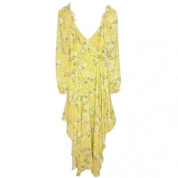 Sau Lee - Georgia Dress - Size 2 Long Sleeve MIDI Yellow - Picture 5 of 14